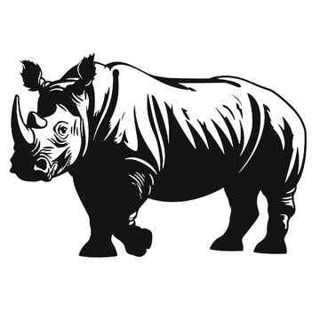 recommend clip art: rhino - vector silhouette  isolated on a white background. isolated on white background