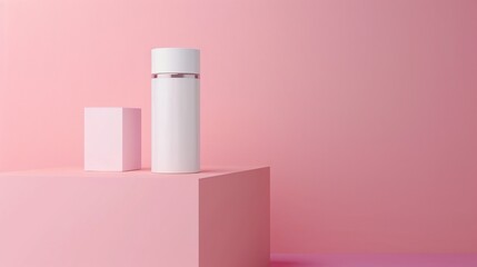 Pink Minimalist Product Display with White Bottle