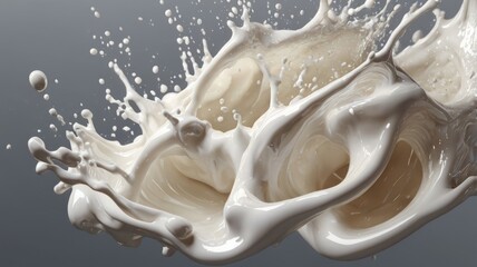 Milk splashes on a gray background