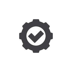 Checkmark with a gear vector icon