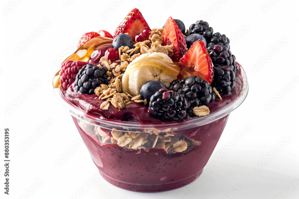 Wall mural a bowl of fruit and granola with a banana