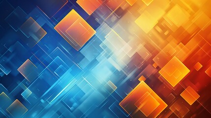 Abstract blue and orange technology background with geometric squares - vibrant digital design for tech-themed graphics, modern data visualization, and futuristic web elements


