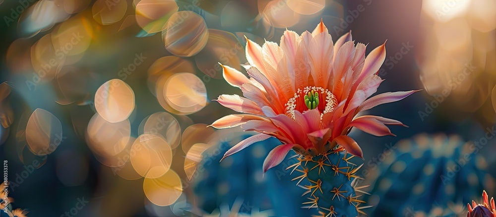 Canvas Prints copy space image of a tropical cactus flower set against a blurred background