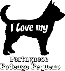 Portuguese Podengo Pequeno. I love my dog Dog silhouette dog breeds logo dog monogram vector 