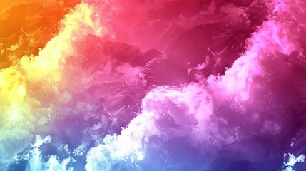 Obraz premium A soft and fluid abstract design with a harmonious gradient of pastel colors The image transitions gently from warm tones of yellow and pink to cool shades of blue and purple