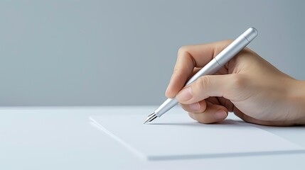 Handwriting with a marker isolated on a white background. A hand is holding a pen and pointing it down to the right side of the frame, viewed from above. The style is simple and minimalist, with