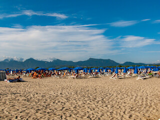 Fototapeta premium Italia, Toscana, provincia di Lucca, il mare e spiaggia di Viareggio.