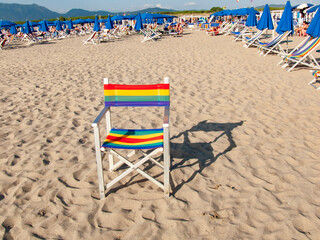 Italia, Toscana, provincia di Lucca, il mare e spiaggia di Viareggio.
