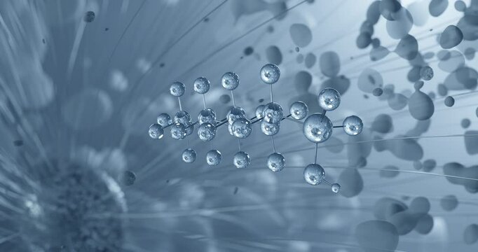 Perfluorooctanesulfonic acid rotating molecular 3d structure ball-and-stick model, looped video pfos