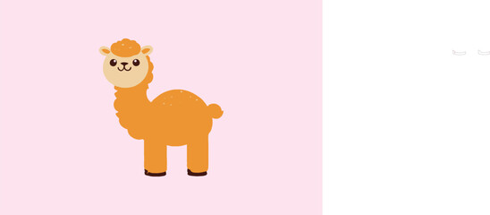 Fototapeta premium A flat cartoon illustration of a happy baby camel vector style Art