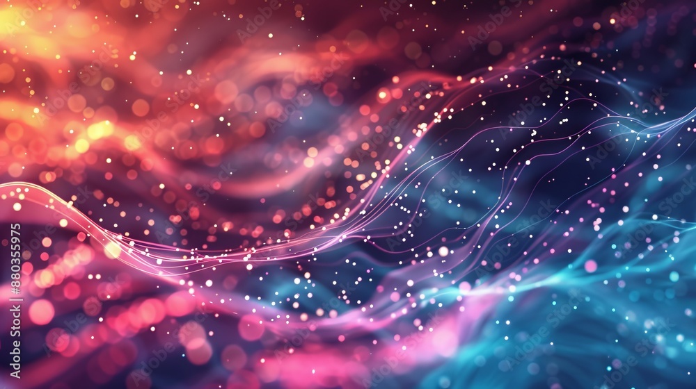 Poster abstract technology big data background with flowing binary code, digital network connections, and f