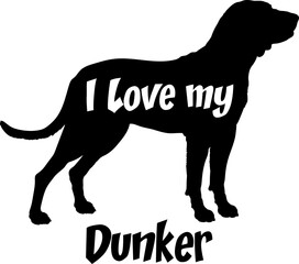 Dunker I love my dog Dog silhouette dog breeds logo dog monogram vector 