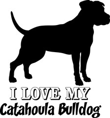 Catahoula Bulldog I love my dog Dog silhouette dog breeds logo dog monogram vector 