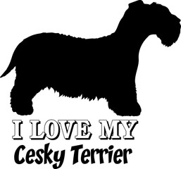 Cesky Terrier. I love my dog Dog silhouette dog breeds logo dog monogram vector 