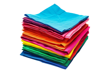 A pile of vibrant napkin isolated on transparent background