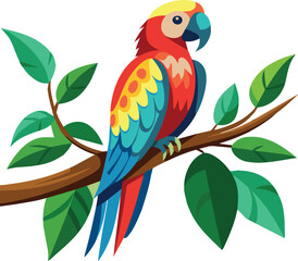 Art and Illustration of a Parrot flat vector image