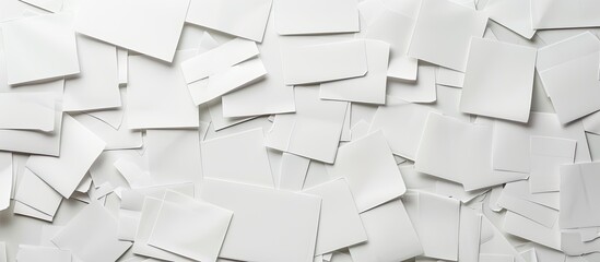 White paper with scattered white cardboard pieces creating a stylish composition with copy space image