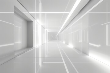 Futuristic Empty White Corridor Background