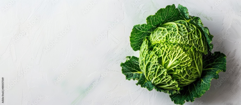 Sticker Spring cabbage with a white background ideal for a copy space image