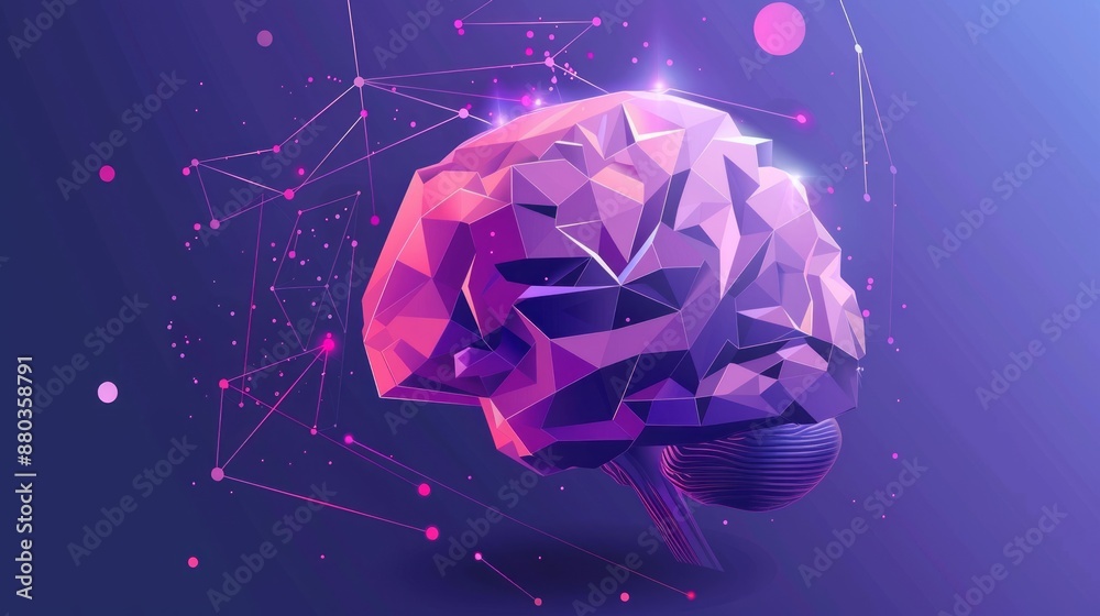 Poster artificial intelligence concept. creative brain background with vector science illustration for busi