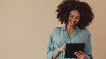 The woman with digital tablet