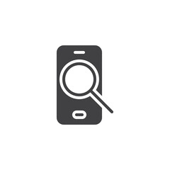 Smartphone with a magnifying glass vector icon