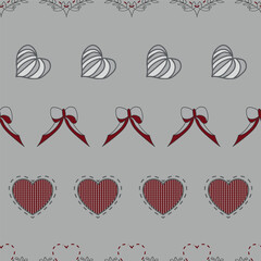  Colourfull Preppy Coquette  pattern backgrounds seamles surface pattern design,Vector Repeat pattern with  bows, hearts , frills, stripes ,checks, gingham patterns.
