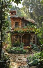 Obraz premium Cottage trip with a warm garden, Repose, Tranquil retreat