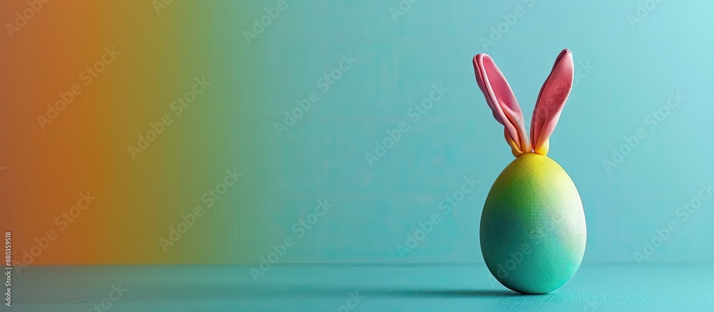 Sticker Colorful Easter egg featuring canvas bunny ears with copy space image