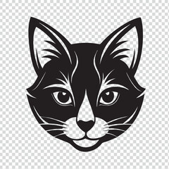 Sleek Black and White Vector Cat Logo on Transparent Background. Vector. Illustration. Vector. Logo. Transparent. Background