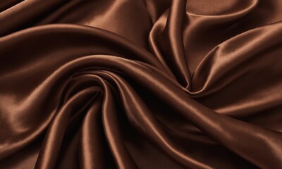 Obraz premium Close up of brown silk fabric draped in soft folds