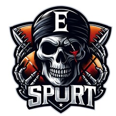 skull headphone logo gaming team e sport, isolated on white background