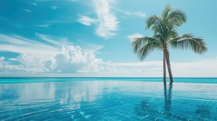 Tropical Paradise: Palm Tree by the Pool