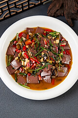 Hunan,sour,and,spicy,pickled,pepper,stewed,duck,blood