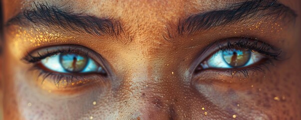 A person with a compassionate gaze, their eyes filled with empathy and understanding for others.
