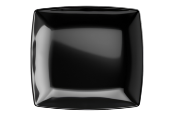 Black square plate isolated on transparent background