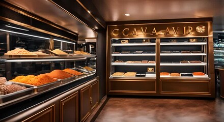 Interior of a caviar shop.