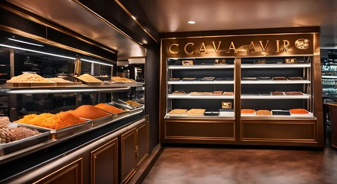 Interior of a caviar shop.