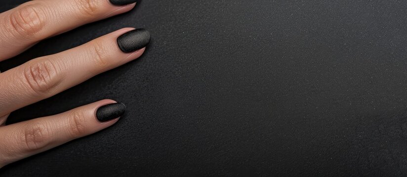 Nail painted black on black paper provides a sleek example of a copy space image