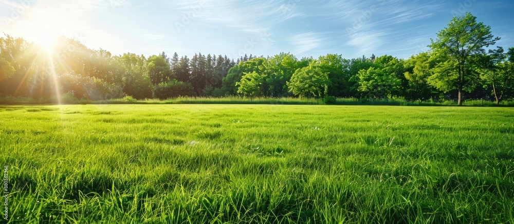 Canvas Prints Spring landscape with a green grass background and ample copy space image basked in natural sunlight offering a panoramic view of the scenery