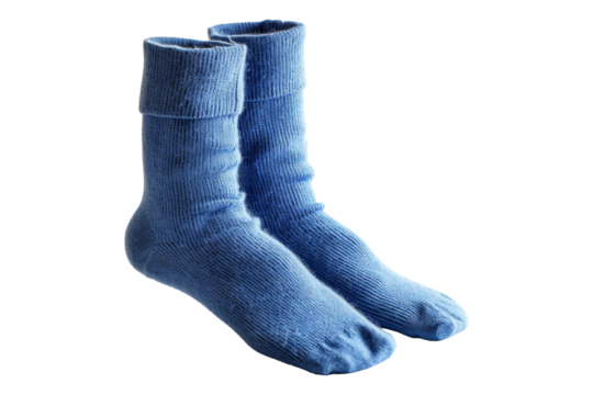 Blue winter cotton socks isolated on transparent background - Powered by Adobe