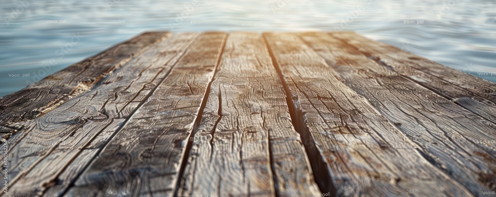 Poster Weathered Wooden Pier Texture Background, 4K hyperrealistic photo