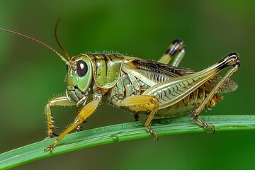 Cricket on a Blade of Grass- Photograph a cricket as it perches on a blade of grass