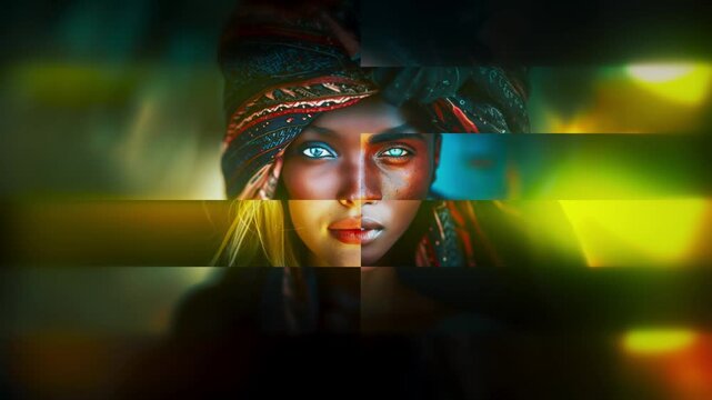 Diversity concept mosaic footage - we are one