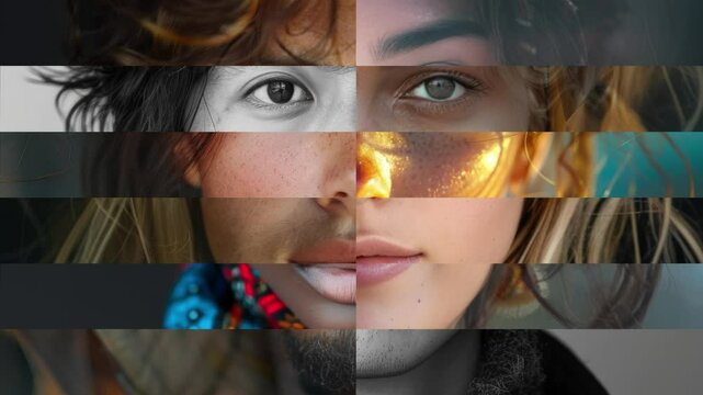 Diversity concept mosaic footage - we are one