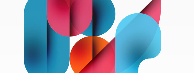 Obraz premium Circles and round shapes geometric minimal background. Transparent geometric shapes composition for wallpaper, banner, background or landing