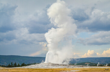 Old Faithful Geyser at Yellowstone National Park in Wyoming