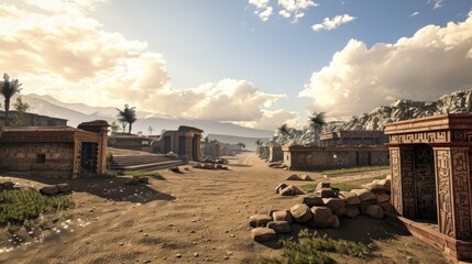 Fototapeta premium A virtual reality simulation of an ancient civilization for educational purposes