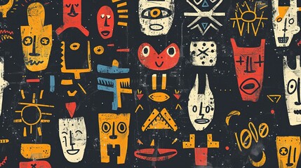 Abstract Colorful Faces Pattern