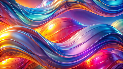 Wavy Glass Shapes Background with Colorful Gradient